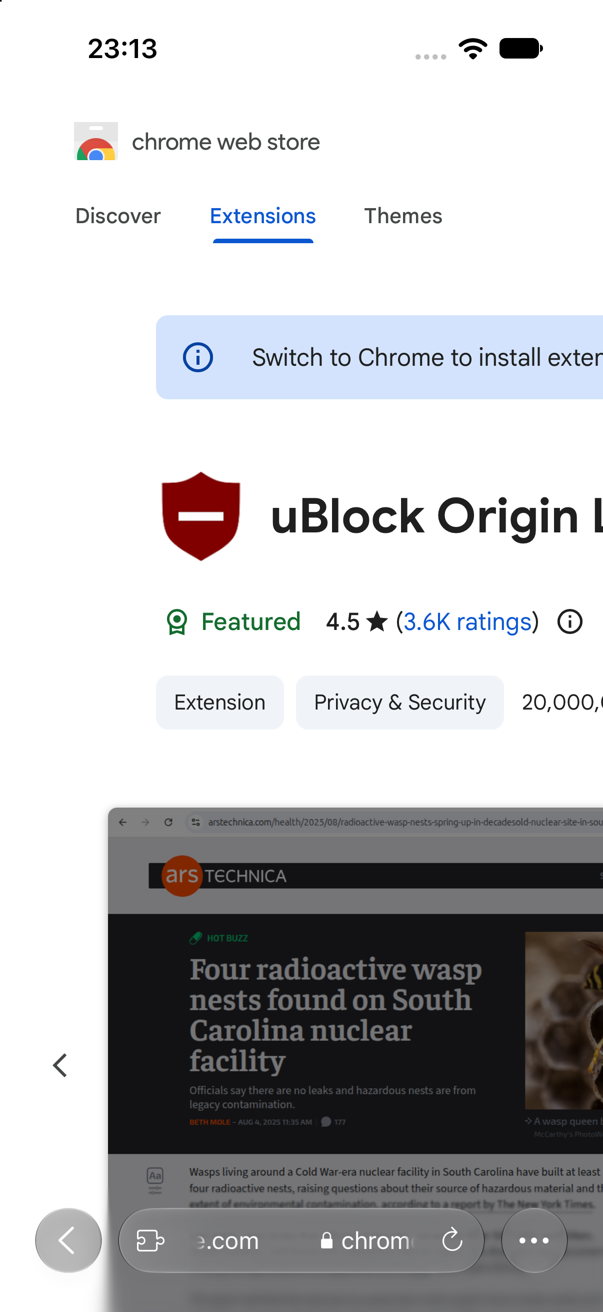 Chrome Web Store: Откройте Chrome Web Store в Teak и начните установку со страницы расширения.